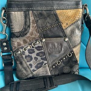 Coach Gray and Black Patchwork Bag